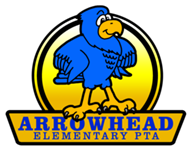 PTA Arrowhead logo.  Blue Hawk  with yellow PTA banner